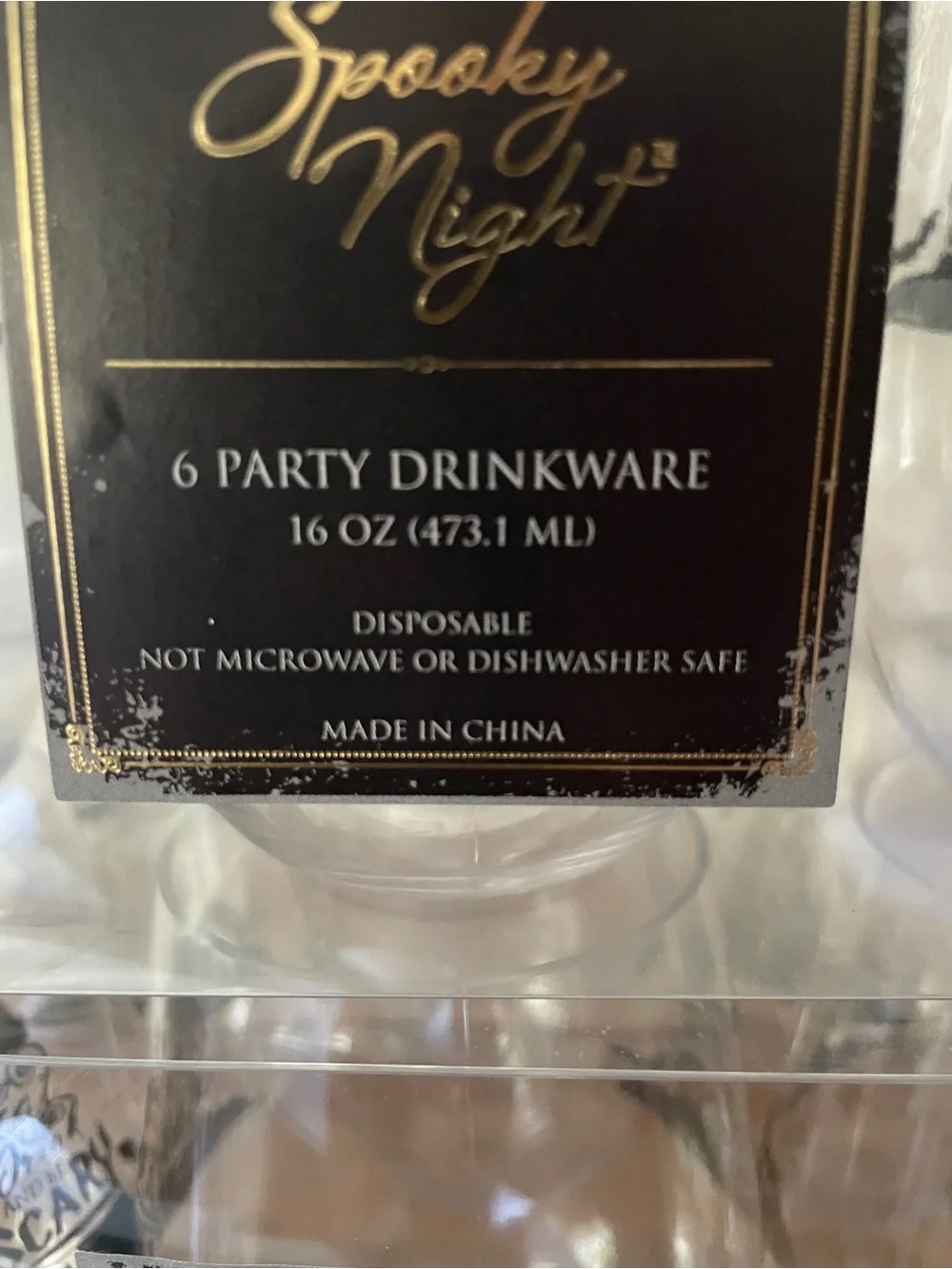Spooky Night Halloween Plastic Stemless Wine Glasses - Clear (Set of 12)